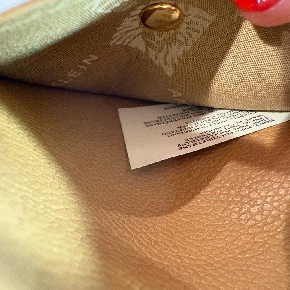 Anne Klein Tan Pebbled Faux Leather Glasses Case and Key Ring Pouch Set